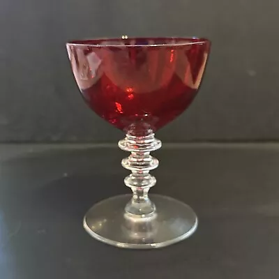 Morgantown Radiant Ruby Red Depression Glass 4” Tall Stem Champagne Sherbets • $10