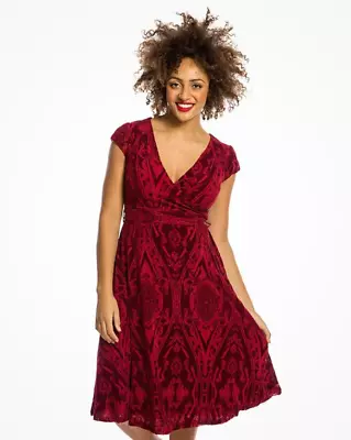 Lindy Bop Red Velvet Dress Burgundy 1950s Swing Dress Size 10 RRP £45 • £14.99