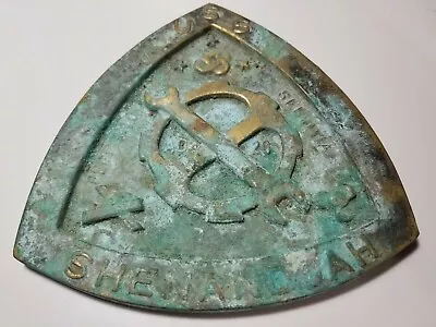 USS Shenandoah AD 26 Navy Ship Brass Plaque Tarnished • $70