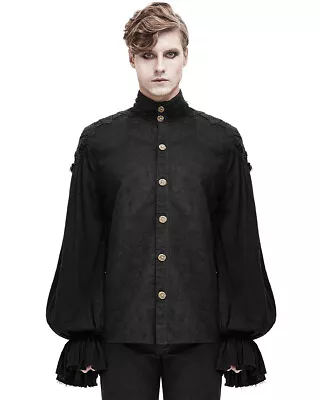 Devil Fashion Mens Steampunk Poet Shirt Top Black Gothic VTG Victorian Vampire • £59.99
