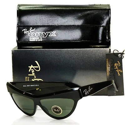 Ray-Ban 1983 Vintage Sunglasses Bausch & Lomb Onyx Hipster Black G15 Green W0807 • £139