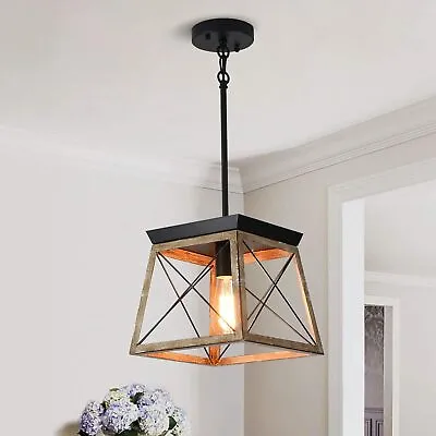 Farmhouse Pendant Light Vintage Lantern Chandelier Fixture Dining Room E27 Bulb • $60.85