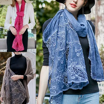 Women's Large Lightweight Soft Lace Scarf Shawl Bridal Evening Party Wrap Scarf • $11.99