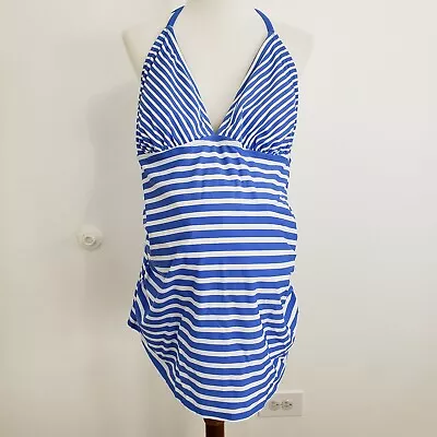 Liz Lange Maternity XL Tankini Bathing Suit Top Blue & White Stripes NEW W/ Tag • $14.99