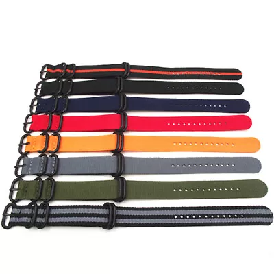 NEW Nylon Watch Band Durable Breathable Military Watches Strap Black Ring Buckle • $2.99