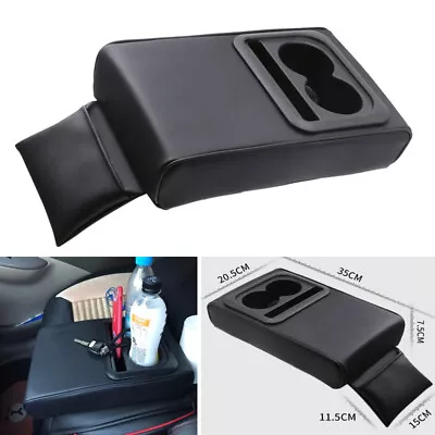 Car Armrest Cushion Pad Center Console Box Cover Rear Seat Cup Holder Black • $45.49