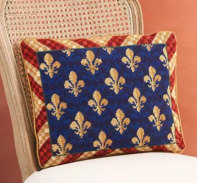 EHRMAN Fleur De Lis CANDACE BAHOUTH Needlepoint Tapestry Kit RARE Medieval Flag • $157.91