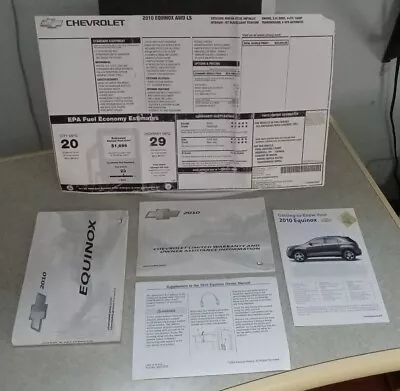 2010 Chevy Equinox Factory Owners Manual & Pamphlet Set + EPA MPG/Build Sheet  • $22