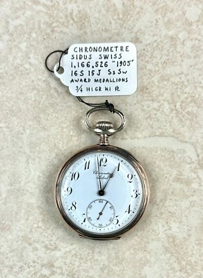 $36 • Buy CHRONOMETER SIDUS 1905 VINTAGE POCKET WATCH Watchmaker’s Estate Sell As Is.