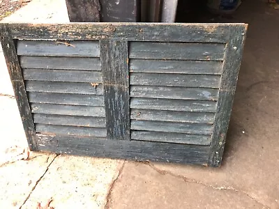 C1890 Gable End Chippy Green Louvered House Shutter Vent 28.75” X 19” X 1 1/8” • $145