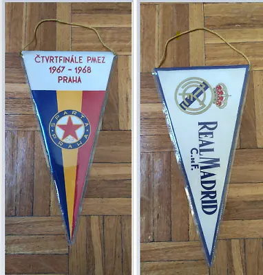 *** RARE *** VINTAGE REAL MADRID - SPARTA PRAHA 1967-1968 Football Pennant Flag • $65