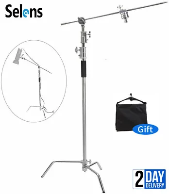 11ft Selens Heavy Duty C Stand Century Turtle Base Boom Arm Gobo Stainless Steel • £75.99