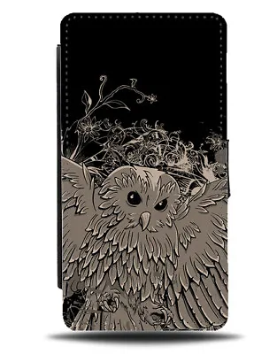 Cartoon Owl Design Flip Wallet Phone Case Owls Bird Birds Black Grey Wizard E530 • £19.99