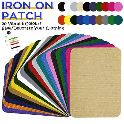 20PCS  Iron On Repair Mending Multi-Colored Fabric Patches For Clothes Quick Fix • £9.59