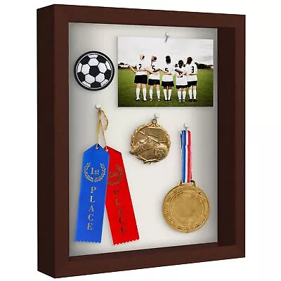 Americanflat 11x14 Shadow Box Frame In Mahogany With Soft Linen Back - Composite • $32.50