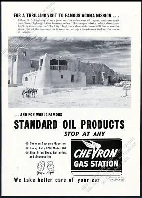 1952 Acoma Mission NM Photo Chevron Gas Station Standard Oil Vintage Print Ad • $9.99