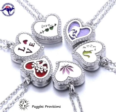 $2.29 • Buy Aromatherapy Heart Necklace Diffuser Pendant Essential Oils Locket Plus 10 Pads