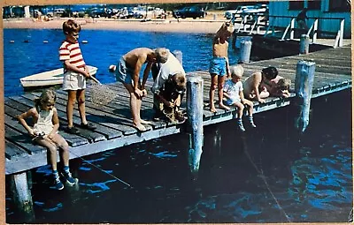 Manahawkin New Jersey Kids Fishing From Boat Dock Vintage NJ Postcard C1950 • $15.96