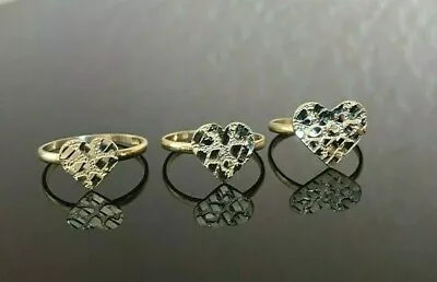 $69.99 • Buy 10k Yellow Gold Heart Nugget Ring - Small Medium Large