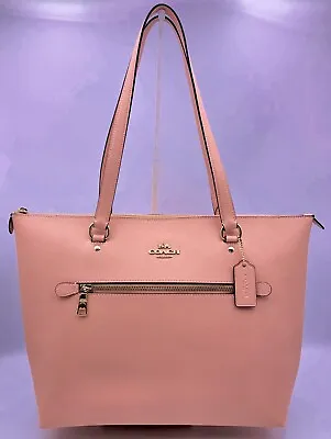 COACH Crossgrain Leather Gallery Tote Shoulder Bag Shell Pink NWT MSRP $328 • $165