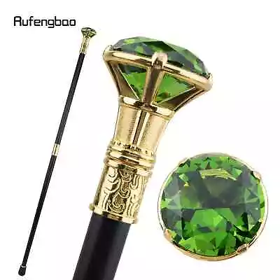 Green Diamond Type Golden Walking Cane Walking Stick Elegant Cosplay Cane Knob  • $42