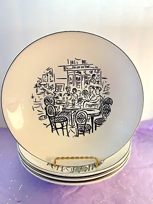 Mikasa Ultima Plus Parisian Scenes Paris Cafe Coupe Soup Pasta Bowl Set Of 4 Euc • $24.99