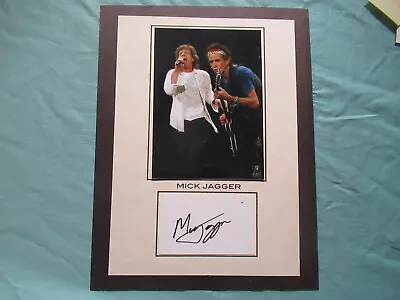 Rolling Stones Mick Jagger Signed Display Card W/7x5 Color Photo W/COA • $300
