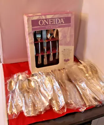 Vtg Oneida Rodgers American Ballad 45 Pc Stainless Flatware Silverware USA NEW • $110