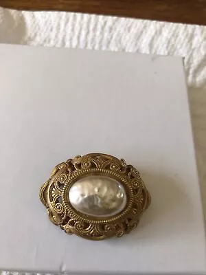 Miriam Haskell Brooch Faux Baroque Pearl  RARE  Vtg Gold Tone • $69.50