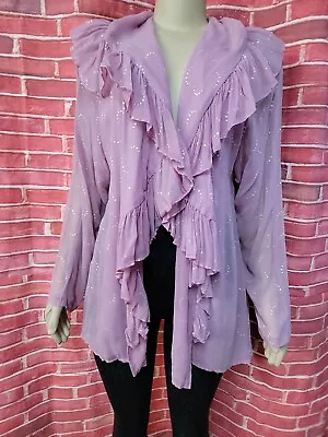 Marrika Nakk Beautiful Vintage Pink Womens Cardigan Ruffled Neckline Sz Xl? #cb9 • $234