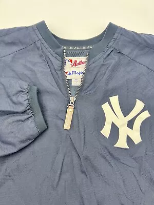 Majestic Authentic MLB New York Yankees 1/4 Zip Pullover Wind Jacket Mens Medium • $32.33