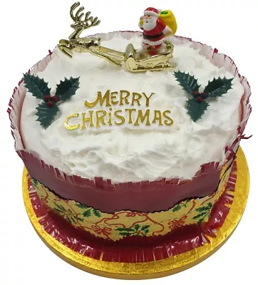 4 Piece SET Merry Christmas Cake Decorations Yule Log Cupcake Toppers Cake Frill • £3.99