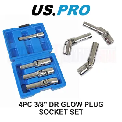 US PRO Tools 3pc Glow Plug Deep UJ Socket Set 8mm 10mm 12mm 3/8  Drive 5639 • £11.58