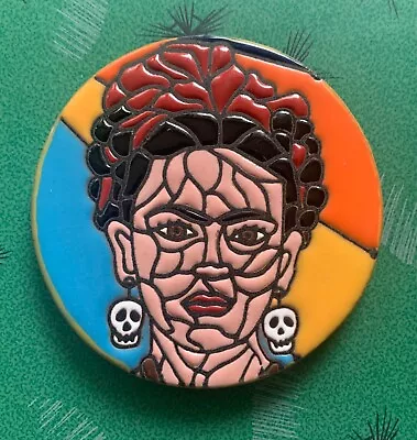 Mexico Clay Fired Hand Made Tile Plate Frida Kahlo Coaster 4.25” Ceramic Art • $13