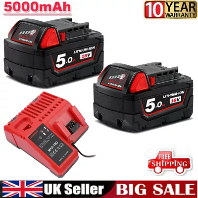  For Milwaukee M18 Lithium XC 5.0AH Extended Capacity Battery/Charger 48-11-1852 • £16.59