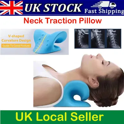 Cervical Neck Pillow Stretcher Traction Device Brace Support Pain Relief Massage • £6.99