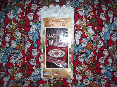 Better Home Vintage Set 2 Christmas Vinyl Doilies 16 Inch Round New In Package • $10