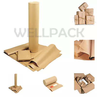 Brown Kraft Wrapping Parcel Paper Roll Strong Packaging Gift Art Craft Sheets • £5.15