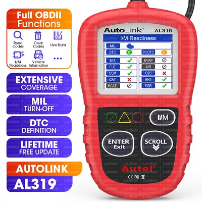 Autel Autolink AL319 OBD OBDII OBD2 Code Reader Car Diagnostic Scanner Scan Tool • $31.99