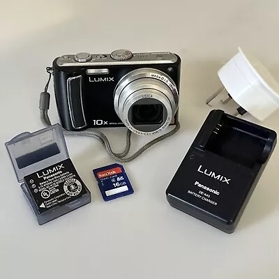 Panasonic Lumix DMC-TZ5 9.1MP Compact Digital Camera Charger 16gb SD Card • £50