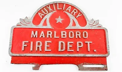Vintage Marlboro Massachusetts Auxiliary Fire Department Sign Metal 1930 1940’s  • $160