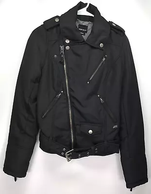 Miss Sixty Asymmetric Zipper Moto Jacket Belt Black Motorcycle Cafe Racer SMALL • $23.75