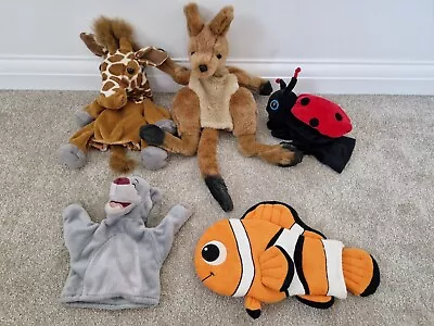 5 Animal Hand Puppets - Disney Nemo & Baloo Giraffe / Kangaroo / Ladybird • £12.50