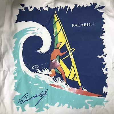 Bacardi Superior Rum Vintage Surfing Tshirt Old Promotional Stock 1990s - RARE • £19.99