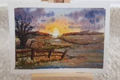 Original Watercolour Painting ACEO  Evening Sun  By Colin Coles  • £1.99