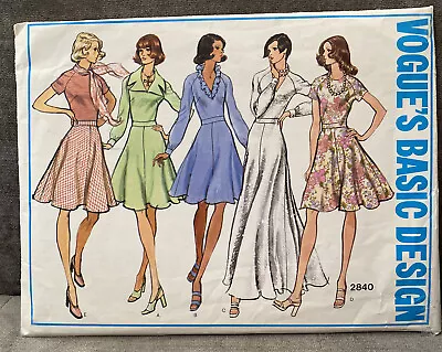 Vogue Basic Design Sewing Pattern 2840 Misses’ Dress Size 14 Cut • $6.95