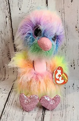 $13.99 • Buy 7  Beanie Boos Asha Rainbow Ostrich Stuffed Animal Beanbag Plush Glitter Eyes