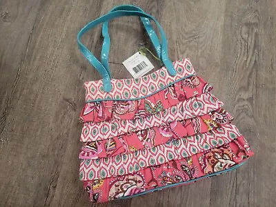 Vera Bradley NWT Cha Cha Handbag Purse Color Me Coral Pink Turquoise Strap Small • $14.99