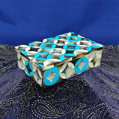 6 X4  Marble Box Jewelry Trinket Inlay Pietra Dura Mosaic Blue Malachite  • $224