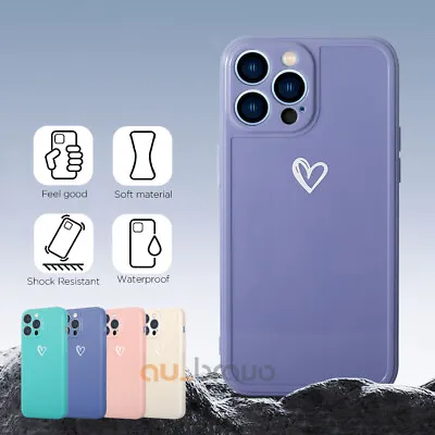 $6.45 • Buy Cute Heart Shockproof Case For IPhone 14 13 12 11 Pro Plus Mini XR 8 7 SE XS MAX